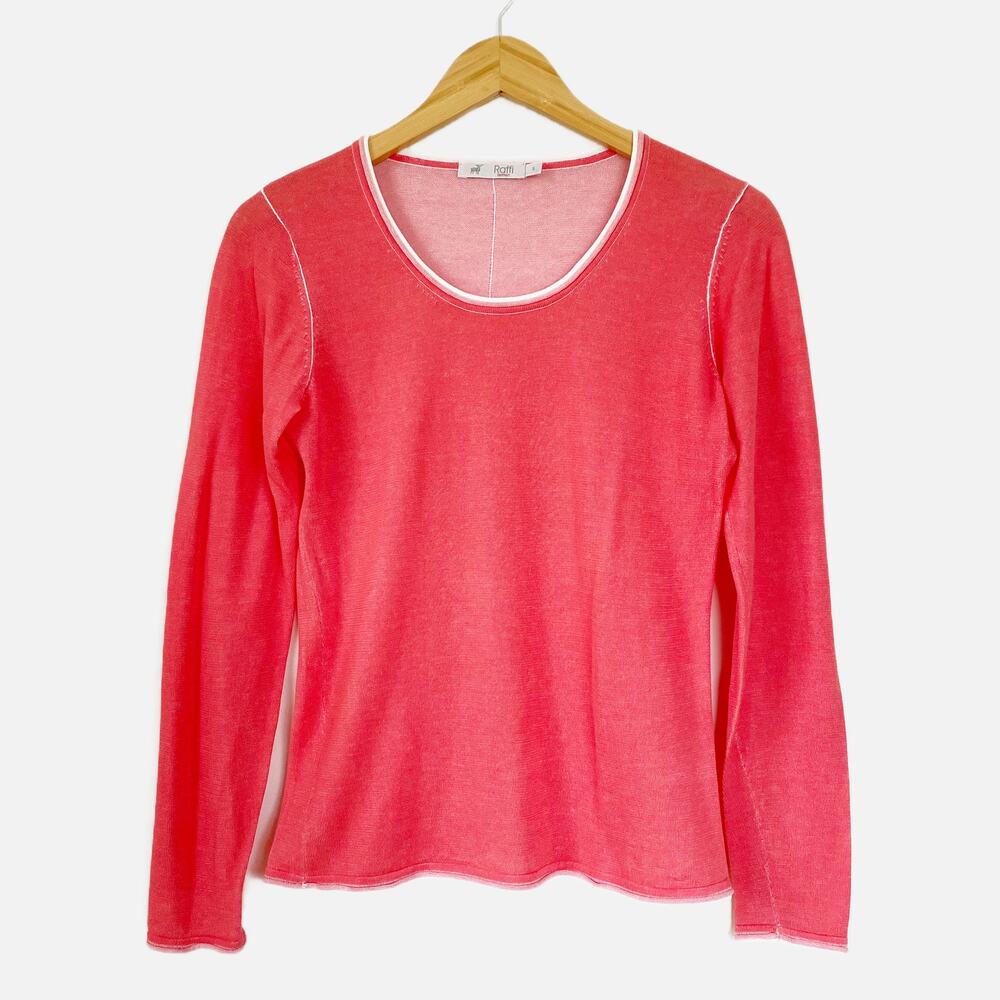 Raffi 100% Cotton Raw Edge Pullover Sweater Small